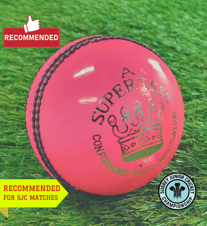 Surrey - AJ Super Test Junior Cricket Ball - 4.75ozs (Pink)
