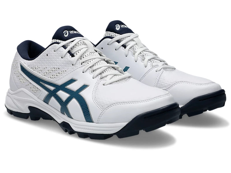 Asics Gel Peake 2 Rubber Cricket Shoes - White/Atlantic Blue (2026)
