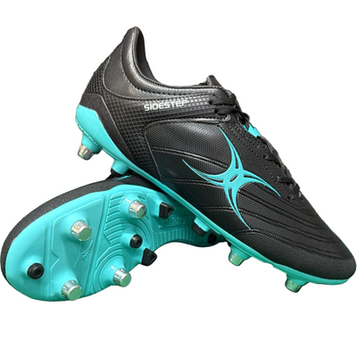 Gilbert Sidestep X15 black aqua rugby boots clearance UK - 6 stud