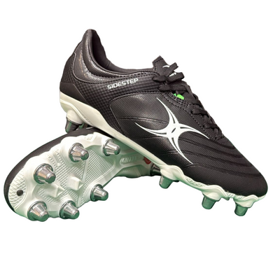 Gilbert Sidestep X15 black white rugby boots clearance UK - 8 stud