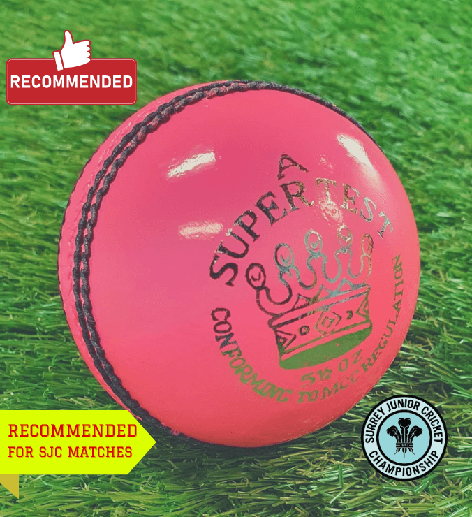 Surrey - AJ Super Test Cricket Ball - 5.5ozs (Pink)